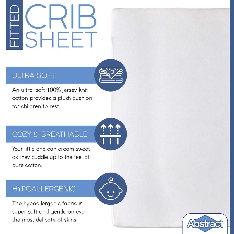 Abstract Cotton Crib Sheets - Fitted Crib Sheet for Standard Crib Mattress - Ultra Soft Crib Sheets for Boys Girls Baby - Universal - Snug Fitted - Cotton - 28"x52" (Solid White) - Image 2